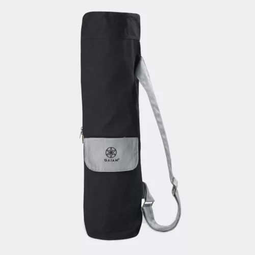 Gaiam 2-Color Cargo Mat Bag in black with grey available at MB Fit Studio in Solana Beach