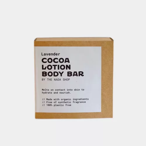 Cocoa Lotion Body Bar scented with lavender by The Nada Shop available at MB Fit Studio in Solana Beach