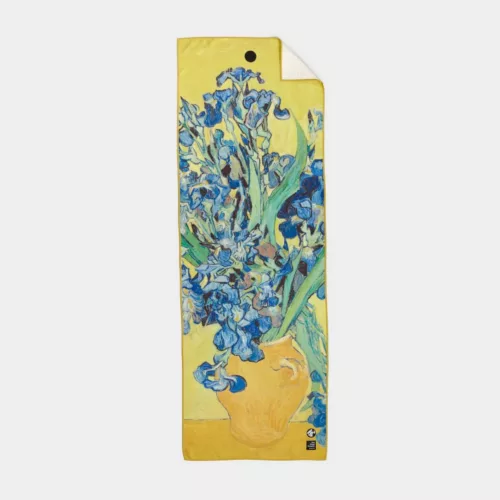 Manduka Yogitoes+ Repreve Yoga Mat Towel with Van Gogh Irises print available at MB Fit Studio in Solana Beach