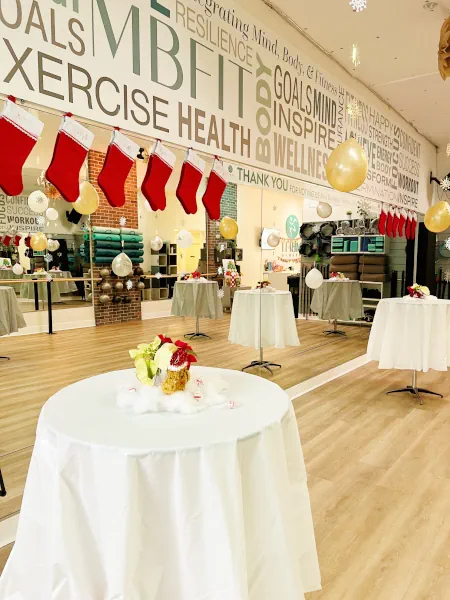MB Fit Studio in Solana Beach decorated for a private party.